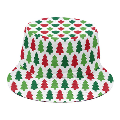 Merry Christmas Tree Pattern Print Bucket Hat