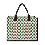 Merry Christmas Tree Pattern Print Canvas Tote Bag