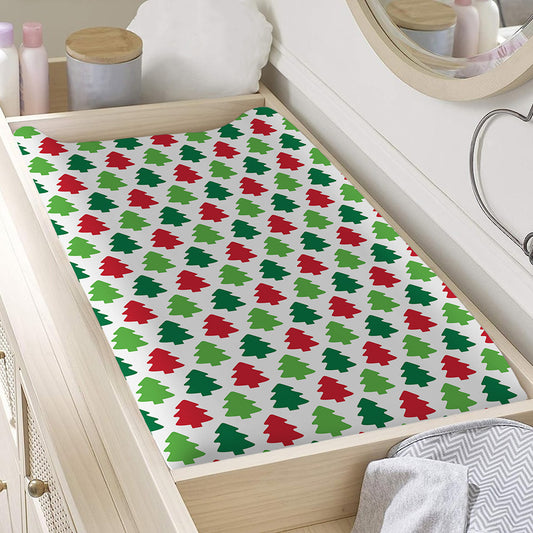 Merry Christmas Tree Pattern Print Changing Pad Cover