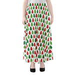 Merry Christmas Tree Pattern Print Chiffon Maxi Skirt