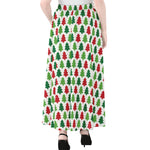 Merry Christmas Tree Pattern Print Chiffon Maxi Skirt