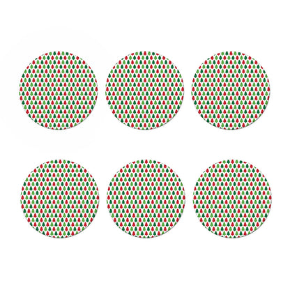 Merry Christmas Tree Pattern Print Coaster Set