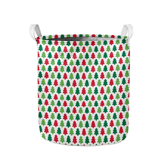 Merry Christmas Tree Pattern Print Collapsible Laundry Basket