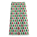 Merry Christmas Tree Pattern Print Cotton Front Slit Maxi Skirt