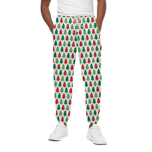 Merry Christmas Tree Pattern Print Cotton Pants