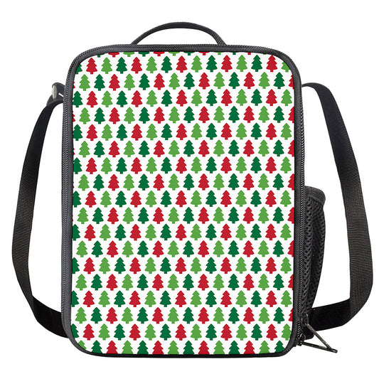 Merry Christmas Tree Pattern Print Crossbody Lunch Bag