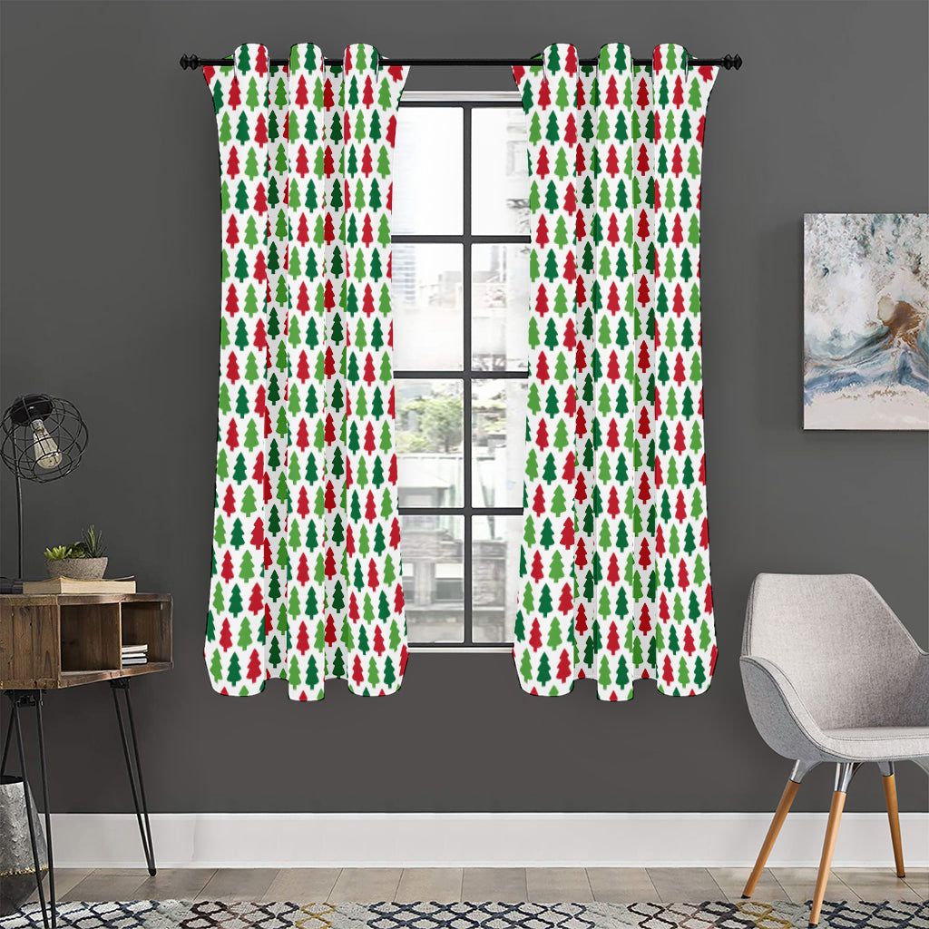 Merry Christmas Tree Pattern Print Curtain