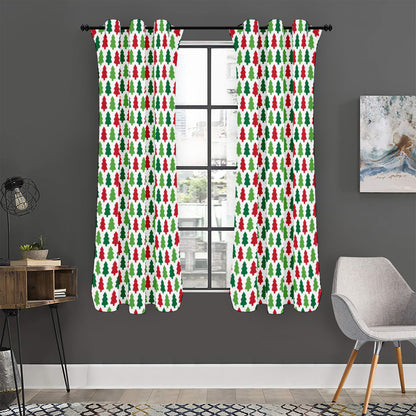 Merry Christmas Tree Pattern Print Curtain