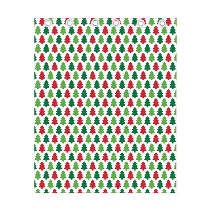 Merry Christmas Tree Pattern Print Curtain
