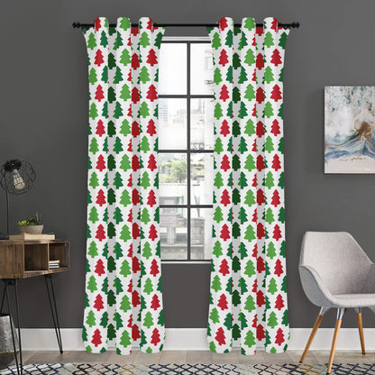 Merry Christmas Tree Pattern Print Curtain
