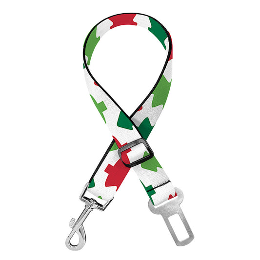 Merry Christmas Tree Pattern Print Dog Seat Belt