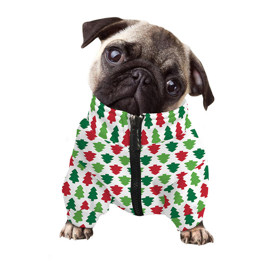 Merry Christmas Tree Pattern Print Dog Zip Up Jacket