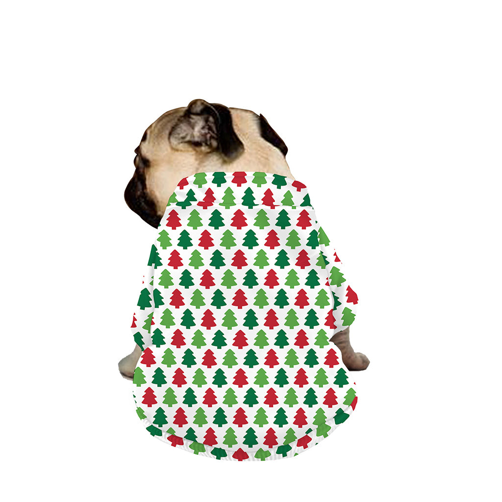 Merry Christmas Tree Pattern Print Dog Zip Up Jacket