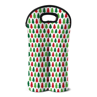 Merry Christmas Tree Pattern Print Double Neoprene Wine Tote