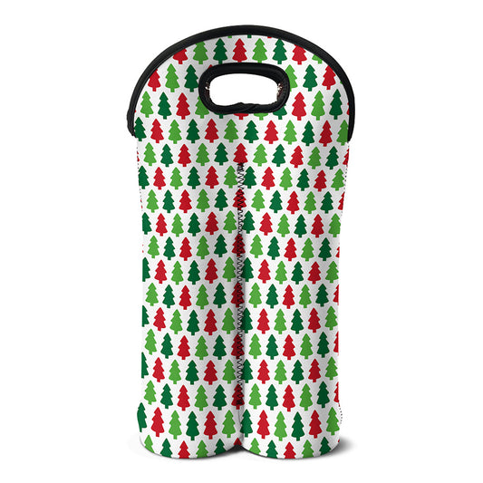 Merry Christmas Tree Pattern Print Double Neoprene Wine Tote