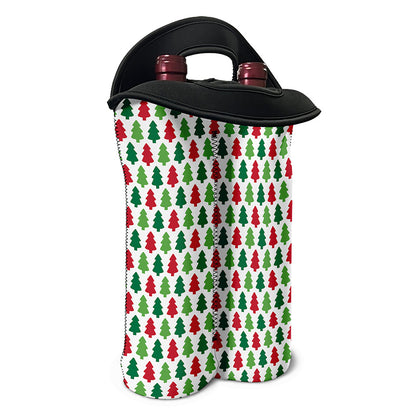 Merry Christmas Tree Pattern Print Double Neoprene Wine Tote