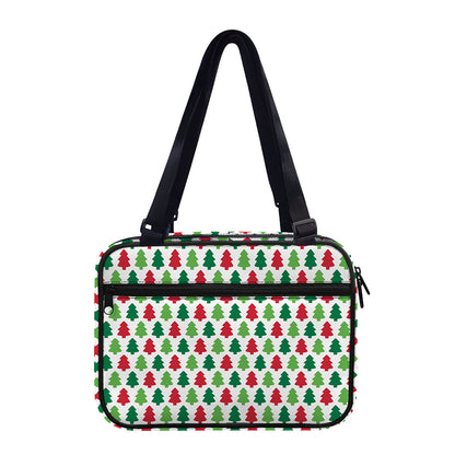 Merry Christmas Tree Pattern Print Double Strap Bible Bag