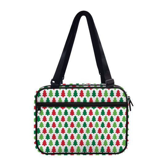 Merry Christmas Tree Pattern Print Double Strap Bible Bag