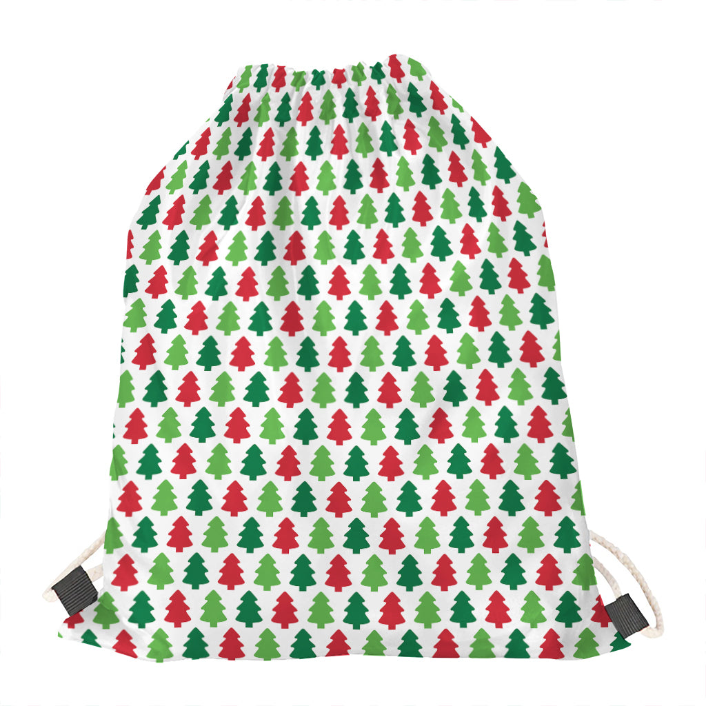 Merry Christmas Tree Pattern Print Drawstring Bag
