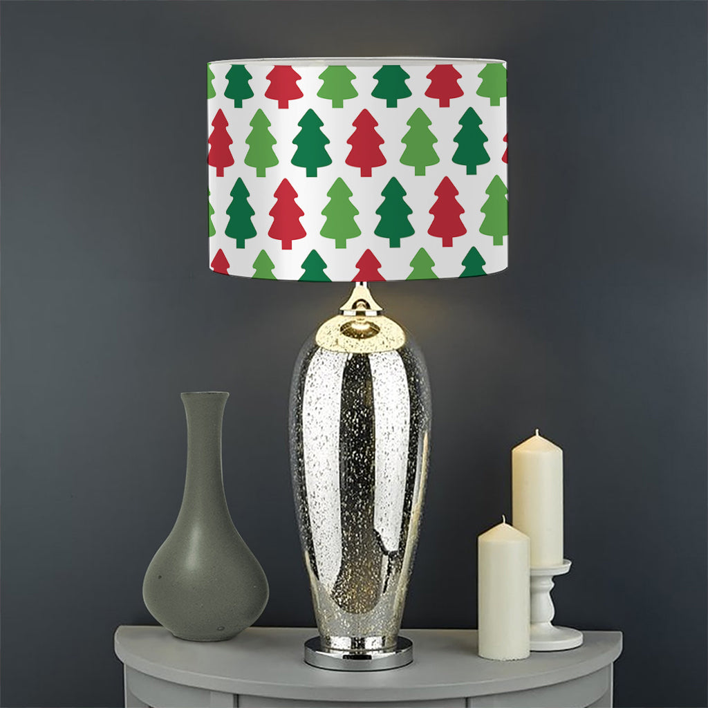 Merry Christmas Tree Pattern Print Drum Lamp Shade