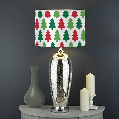 Merry Christmas Tree Pattern Print Drum Lamp Shade