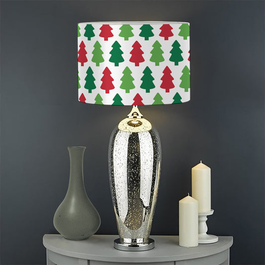 Merry Christmas Tree Pattern Print Drum Lamp Shade