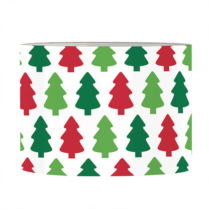 Merry Christmas Tree Pattern Print Drum Lamp Shade