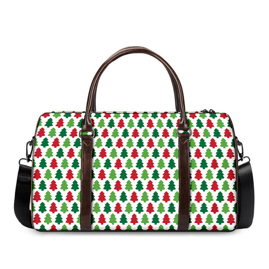 Merry Christmas Tree Pattern Print Duffle Bag