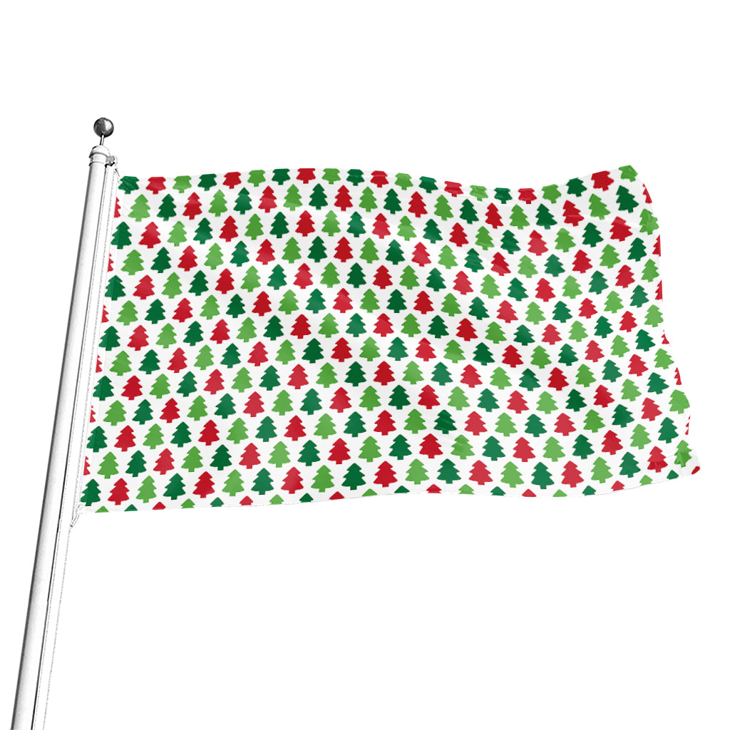 Merry Christmas Tree Pattern Print Flag
