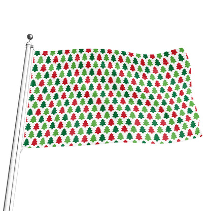 Merry Christmas Tree Pattern Print Flag