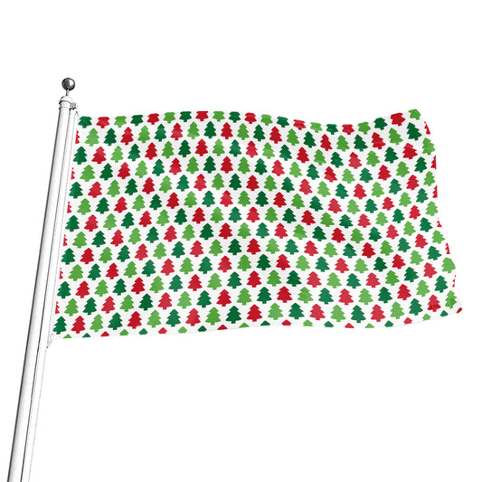 Merry Christmas Tree Pattern Print Flag