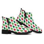 Merry Christmas Tree Pattern Print Flat Ankle Boots