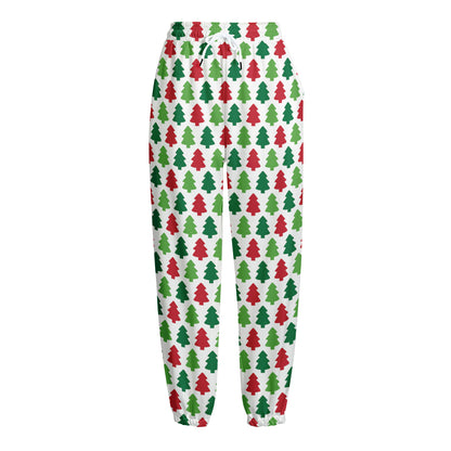 Merry Christmas Tree Pattern Print Fleece Lined Knit Pants