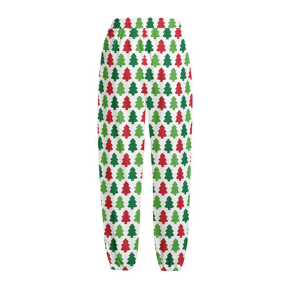 Merry Christmas Tree Pattern Print Fleece Lined Knit Pants
