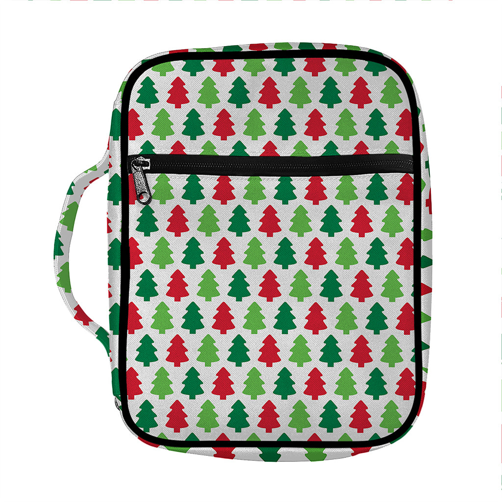 Merry Christmas Tree Pattern Print Front Pocket Bible Bag