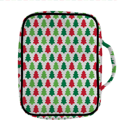 Merry Christmas Tree Pattern Print Front Pocket Bible Bag