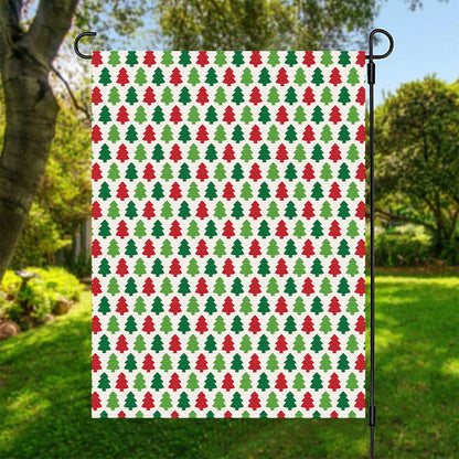 Merry Christmas Tree Pattern Print Garden Flag