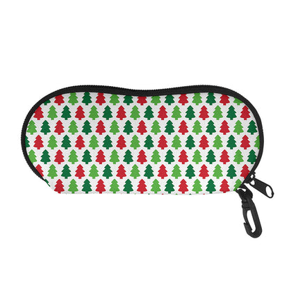 Merry Christmas Tree Pattern Print Glasses Case