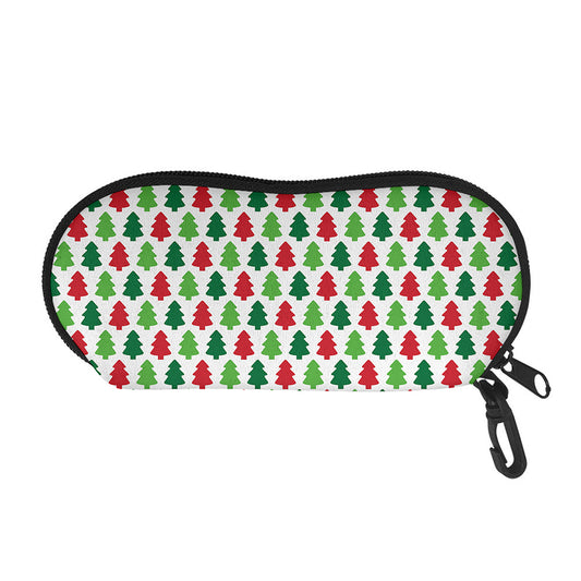 Merry Christmas Tree Pattern Print Glasses Case