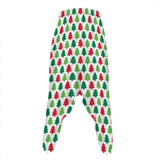 Merry Christmas Tree Pattern Print Hammer Pants
