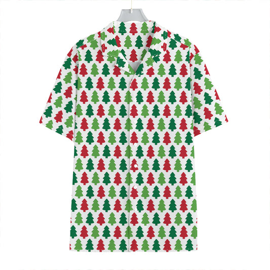 Merry Christmas Tree Pattern Print Hawaiian Shirt