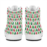 Merry Christmas Tree Pattern Print High Top Leather Sneakers
