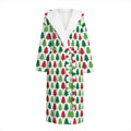 Merry Christmas Tree Pattern Print Hooded Bathrobe