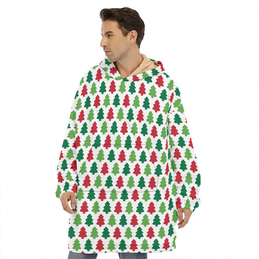 Merry Christmas Tree Pattern Print Hoodie Blanket