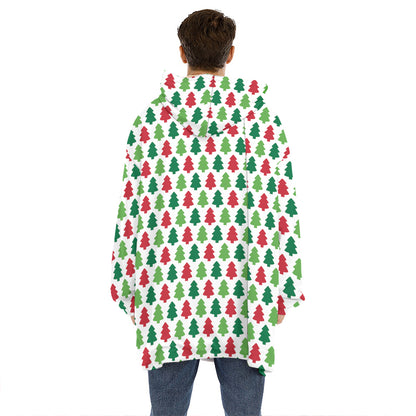 Merry Christmas Tree Pattern Print Hoodie Blanket