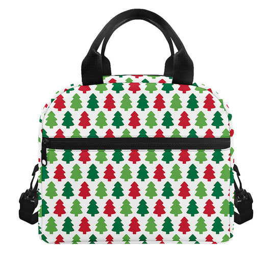 Merry Christmas Tree Pattern Print Insulated Lunch Bag