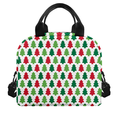 Merry Christmas Tree Pattern Print Insulated Lunch Bag