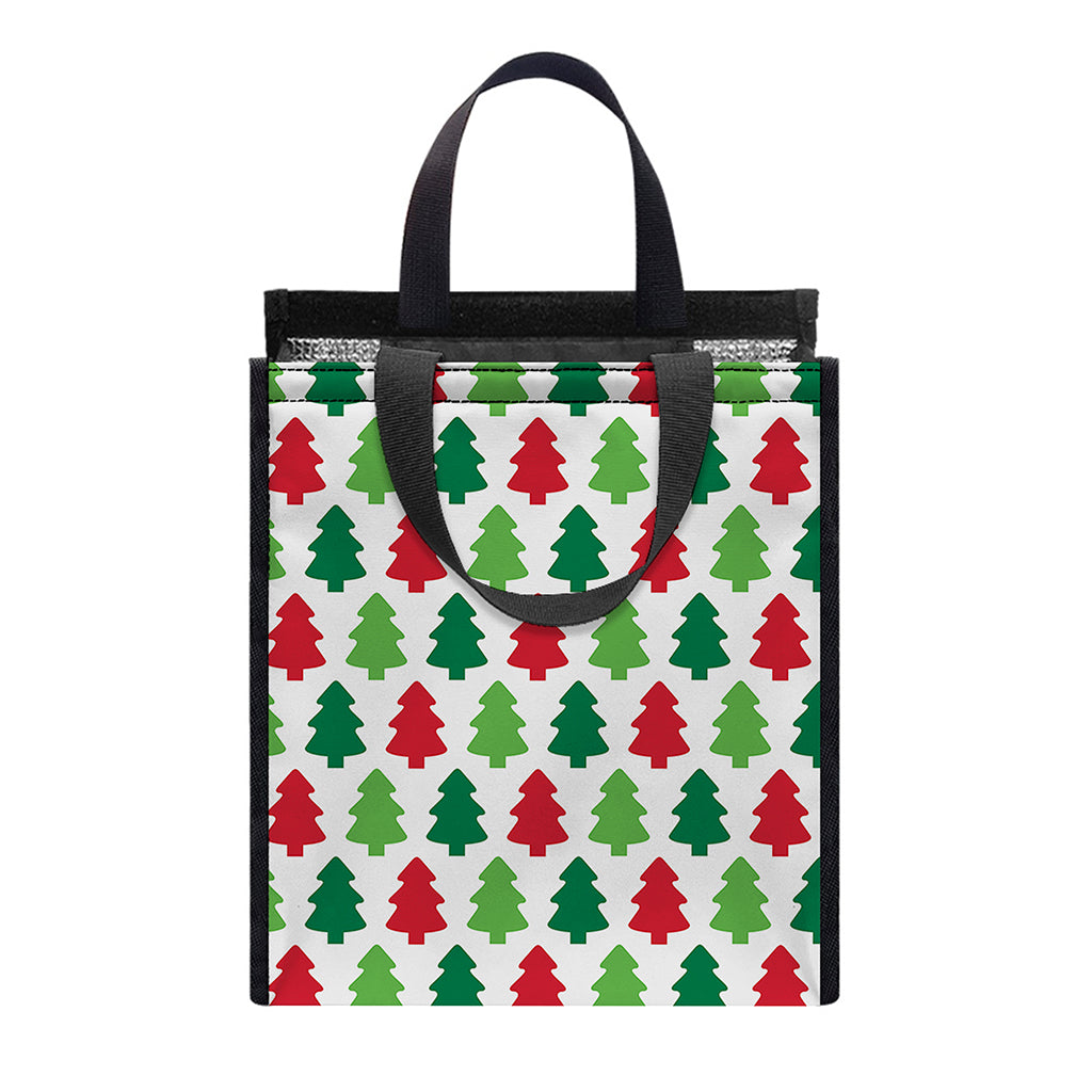 Merry Christmas Tree Pattern Print Insulated Lunch Tote