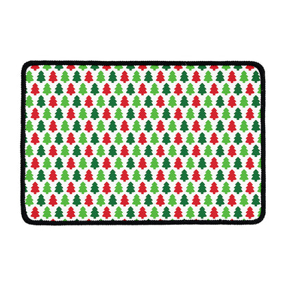 Merry Christmas Tree Pattern Print Kitchen Mat