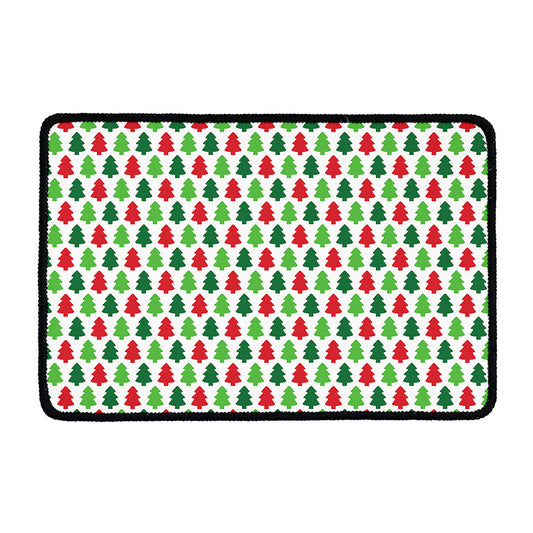 Merry Christmas Tree Pattern Print Kitchen Mat